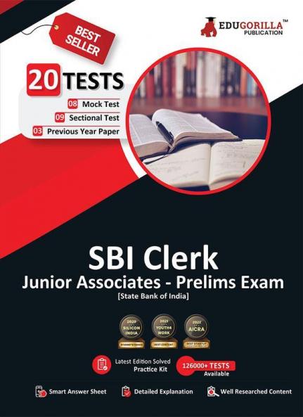 SBI Clerk Junior Associates Prelims Exam 2024 (English Edition) - 8 Mock Tests 9 Sectional Tests and 3 Previous Year Papers (1400 Solved Questions) with Free Access to Online Tests