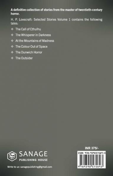 H. P. Lovecraft Selected Stories Vol 1