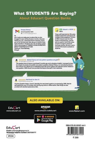 Educart Term 1 & 2 SCIENCE Class 10 CBSE Question Bank 2022 (Based on New MCQs Type Introduced in Latest CBSE Sample Paper 2021) EDUBOOK