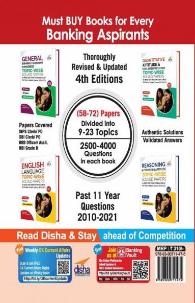 English Language Topic-wise Solved Papers for IBPS/ SBI/ RRB/ RBI Bank Clerk/ PO Prelim & Main Exams (2010-21) 5th Edition