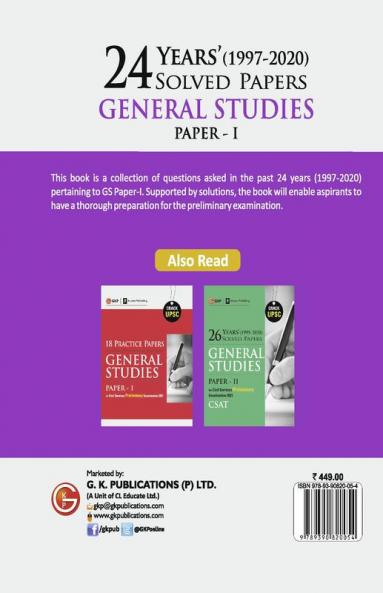 UPSC 2021 : General Studies Paper I : 24 Years Solved Papers 1997-2020