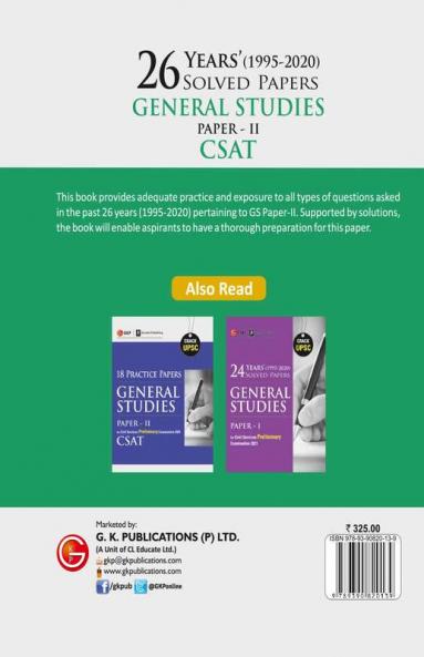UPSC 2021 : General Studies Paper II CSAT 2021 : 26 Years Solved Papers 1995-2020