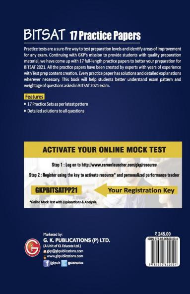BITSAT 2021 - 17 Practice Papers