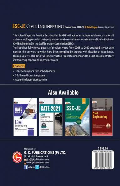 Ssc 2021 Junior Engineers Paper I Civil Engineering 37 Previous Years Solved Papers (2008-20)