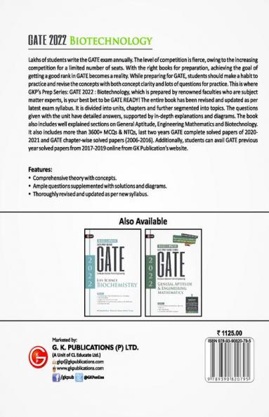 GATE 2022 : Biotechnology - Guide by GKP
