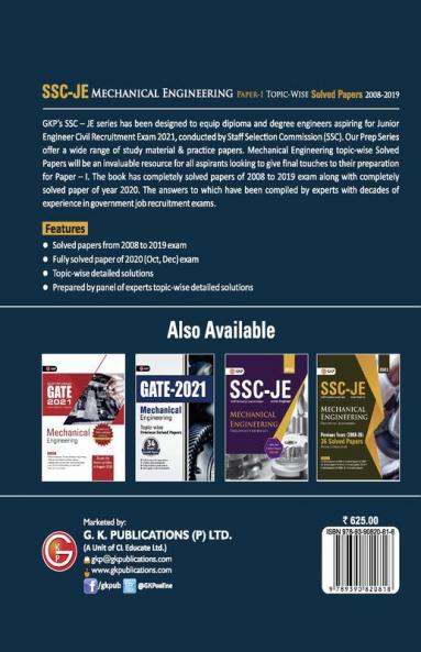 SSC 2021 : Junior Engineer Paper I - Mechanical Engineering - Topic-Wise Solved Papers 2008-2019 (Latest paper included from Oct & Dec 2020)