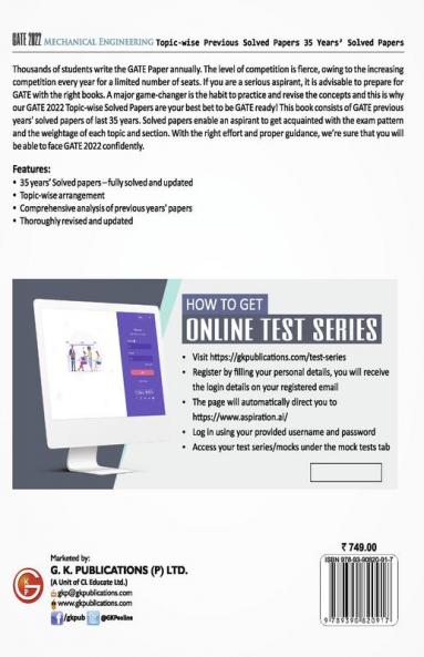 GATE 2022 Mechanical Engineering - 35 Years Topic-wise Previous Solved Papers
