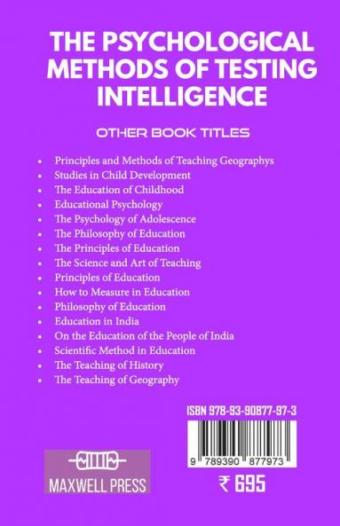 The Psychological Methods of Testing Intelligence