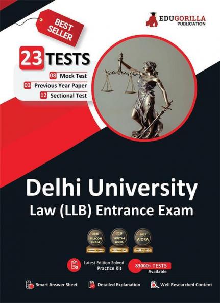 DU LLB (Law) Entrance Exam 2024 - Solved 10 Full Length Mock Tests 12 Sectional Tests and 3 Previous Year Papers with Free Access to Online Tests