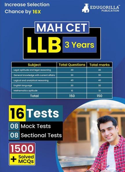 MAH CET LLB 3 Years Exam Prep Book 2025 - 8 Full Length Mock Tests and 8 Sectional Tests (1500 Solved Objective Questions) with Free Access to Online Tests