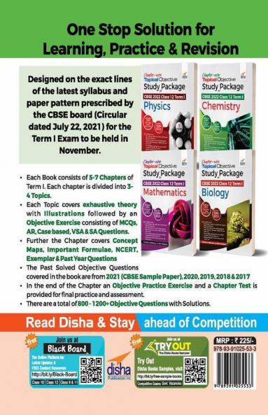 Chapter-wise Topical Objective Study Package for CBSE 2022 Class 12 Term I Chemistry