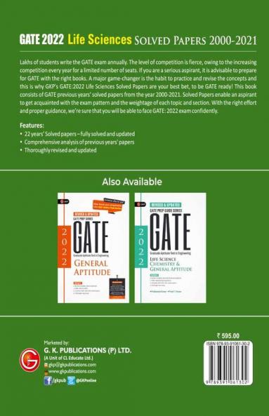 GATE 2022 : Life sciences - Solved Papers 2000-2021 By GKP.