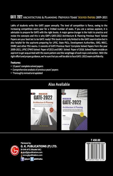 GATE 2022 : Architecture & Planning - Previous Years' Solved Papers 2009-2021