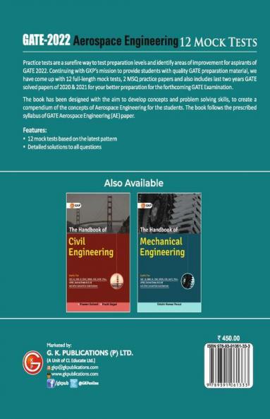 GATE 2022 - Aerospace Engineering - 12 Mock Tests by GKP