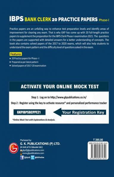 IBPS 2021-22 : Bank Clerk - 20 Practice Papers (Phase I)