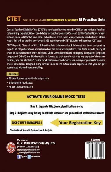 CTET : Paper II (Class VI-VIII) - Mathematics and Science - 15 practice Sets