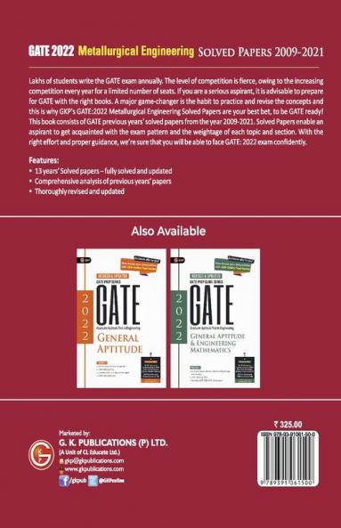 GATE 2022 - Metallurgical Engineering - Solved Papers (2009-2021)