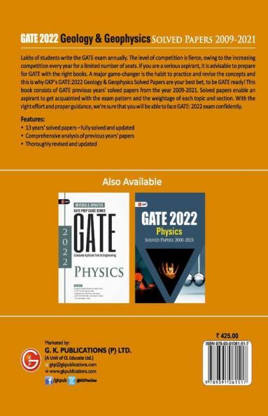 GATE 2022 - Geology and Geophysics - Solved Papers (2009-2021)