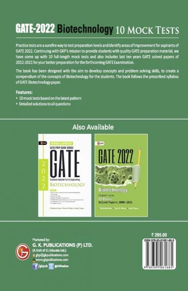 Gate : Biotechnology - 10 Mock Tests By GKP.