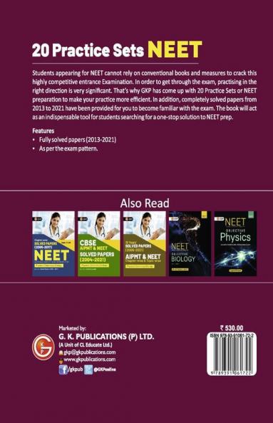 NEET 2022 - 20 Practice Sets (Includes Solved Papers 2013-2021)