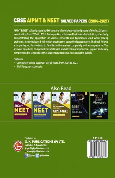 CBSE AIPMT & NEET 2022 - Solved Papers (2004-2021)