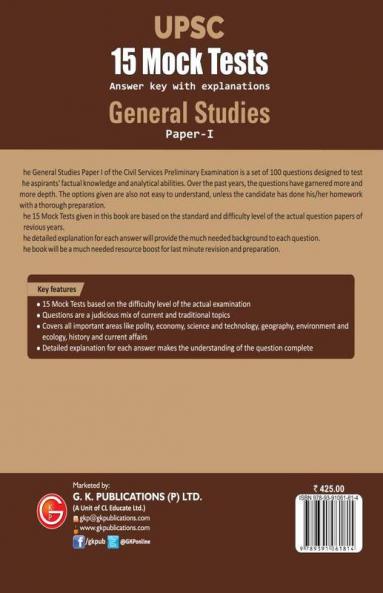 UPSC 2021 : General Studies Paper I - 15 Mock Tests