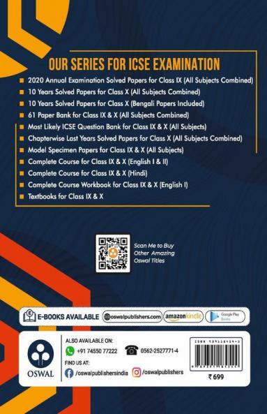 Chapterwise Last 10 Years Solved Papers: ICSE Class 10 for 2022 Examination