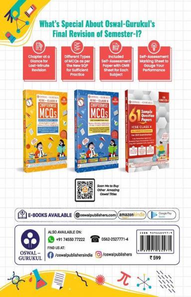Final Revision of ICSE Class 10 Semester I Exam 2021 : New Type MCQs Sample Papers of All Subjects Chapter Summary & Self Assessment Marking Sheet