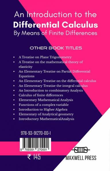 An Introduction to the  Differential Calculus  By Means of Finite Differences
