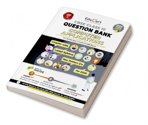 Educart Term 1 & 2 COMPUTER APPLICATION Class 10 CBSE Question Bank 2022 (Based on New MCQs Type Introduced in Latest CBSE Sample Paper 2021)