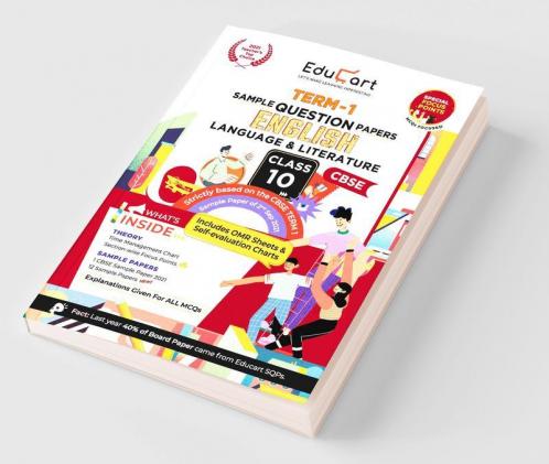 Educart CBSE Term 1 ENGLISH LANGUAGE & LITERATURE Sample Papers Class 10 MCQ Book For Dec 2021 Exam (Based on 2nd Sep CBSE Sample Paper 2021)