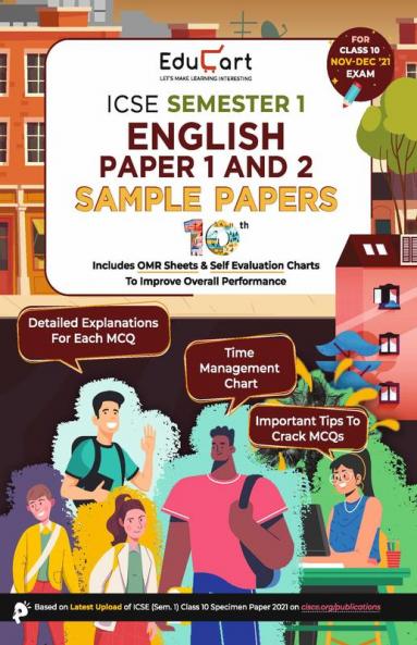 Educart English Paper 1 (Language) + English Paper 2 (Literature) ICSE Semester 1 Class 10 Sample Papers MCQ Book For 2021 (Study With Sudhir)