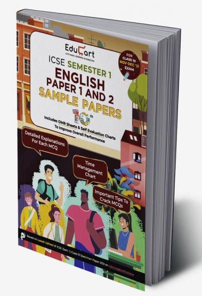 Educart English Paper 1 (Language) + English Paper 2 (Literature) ICSE Semester 1 Class 10 Sample Papers MCQ Book For 2021 (Study With Sudhir)