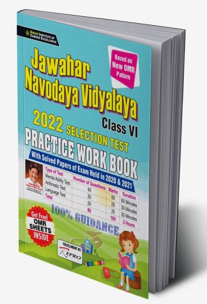 Jawahar Navodya Vidyalaya Class VI 2022 Selection Test Practice Work Book (2020-2021)
