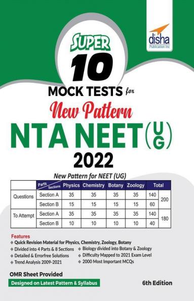 Super 10 Mock Tests for New Pattern NTA NEET (UG) 2022 - 6th Edition