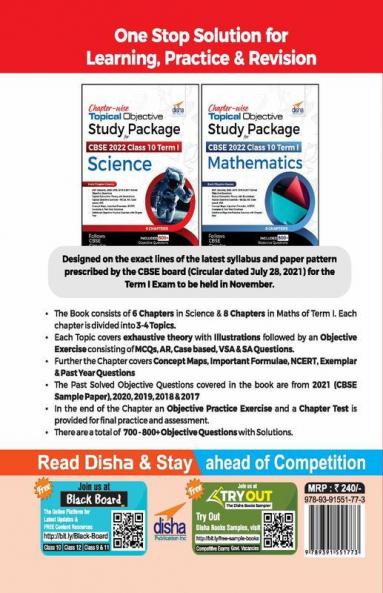 Chapter-wise Topical Objective Study Package for CBSE 2022 Class 10 Term I Science