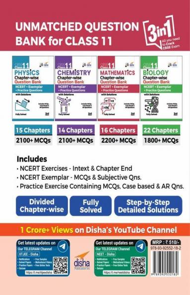 CBSE Class 11 Mathematics Chapter-wise Question Bank - NCERT + Exemplar + Practice Questions with Solutions - 3rd Edition