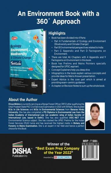 Ecology Environment Bio-diversity and Climate Change TextGuide for Civil Services UPSC & State PSC Prelim & Main Exams | Previous Year Questions PYQs | powered with Expert's Advice Prelims & Mains Pointers |
