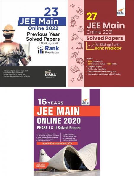 65 JEE Main YEAR-WISE Previous Year Solved Papers 2022 - 2020 (All Phases & Sittings) with Rank Predictor | Physics Chemistry & Mathematics | Year by Year PYQ Question Papers with Solutions | Practice as Mock Tests |