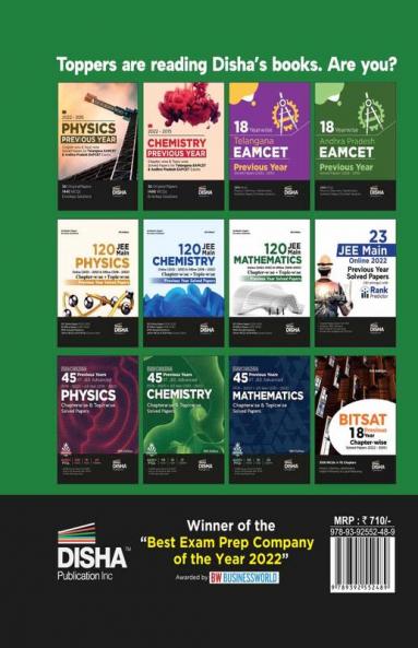 2022 - 2015 Mathematics Previous Year Chapter-wise & Topic-wise Solved Papers for Telangana EAMCET & Andhra Pradesh EAPCET Exams | Physics Chemistry & Mathematics PYQs Question Bank | For 2023 Engineering Exams | 1440 MCQs | Online & Offline Papers