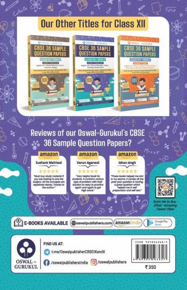 36 Sample Question Papers Science Stream (PCM): CBSE Class 12 for Term-II Exam 2022