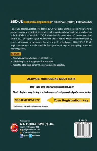SSC 2022 : Junior Engineers Paper I - Mechanical Engineering - 21 Solved Paper & 10 Practice Sets