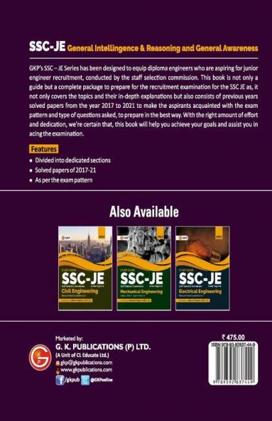 SSC 2022 : Junior Engineers (CPWD/CWC/MES) - General Intelligence & Reasoning and General Awareness Guide