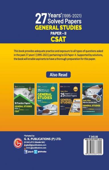 UPSC 2022 : General Studies Paper II CSAT : 19 Practice Papers by GKP/Access