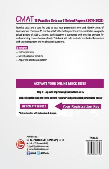 CMAT 2022 : 15 Practice Sets by Career Launcher