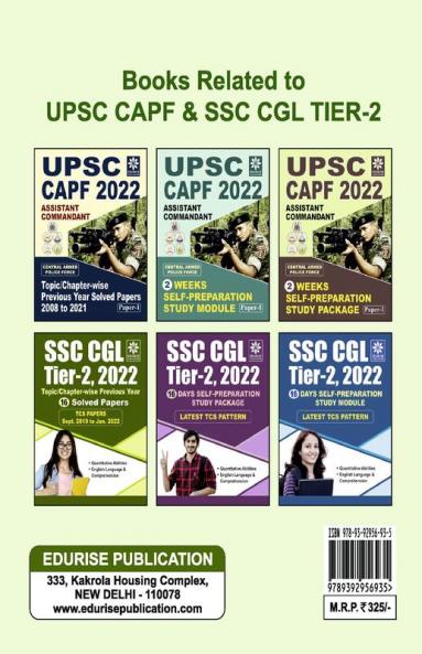 UPSC CAPF 2022 Assistant Commandant (Paper 1) Year wise Previous Year Solved Papers 2018 to 2021 CENTRAL ARMED POLICE FORCE