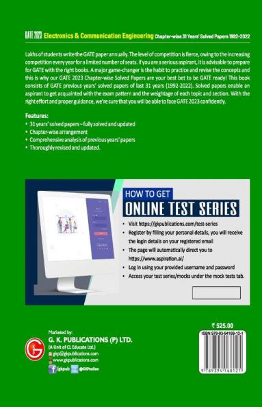 GATE 2023 : Electronics & Communication Engineering - 31 Years' Chapter-wise Solved Papers (1992-2022) by GKP