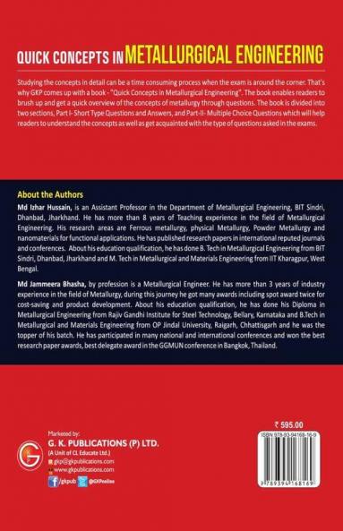 Quick Concepts in Metallurgical Engineering by M.I. Hussain & Z. Basha