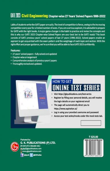 GATE 2023 : Civil Engineering - 27 Years' Chapter-wise Solved Papers (1996-2022) by GKP