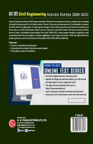 GATE 2023 : Civil Engineering - Solved Papers (2000-2022) by GKP